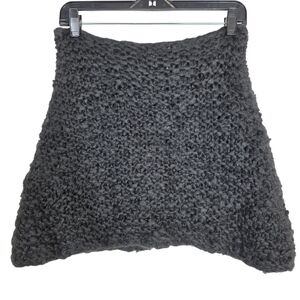 Eileen Fisher Charcoal Black mohair  Chunky Knit winter/ski bum cover Mini Skirt